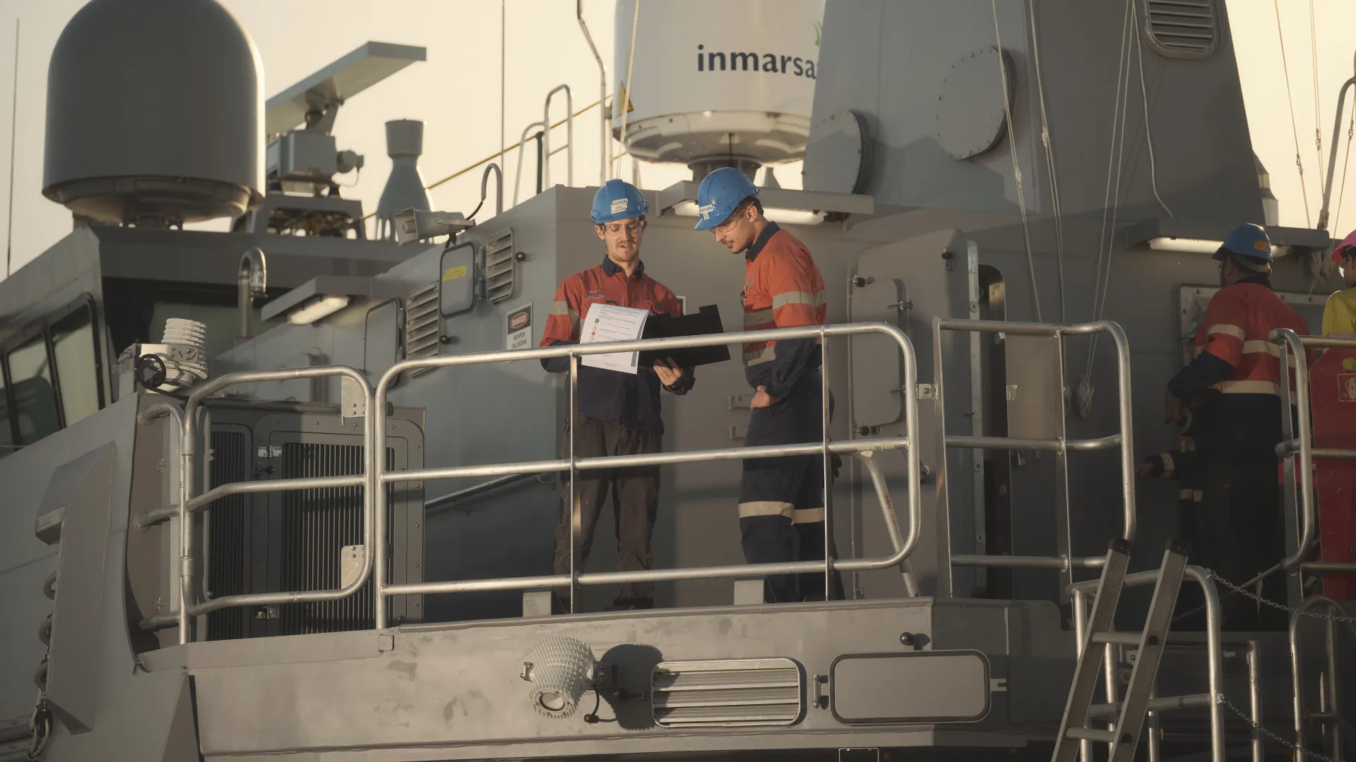 Image of Austal Australia employees working at Henderson shipyard.